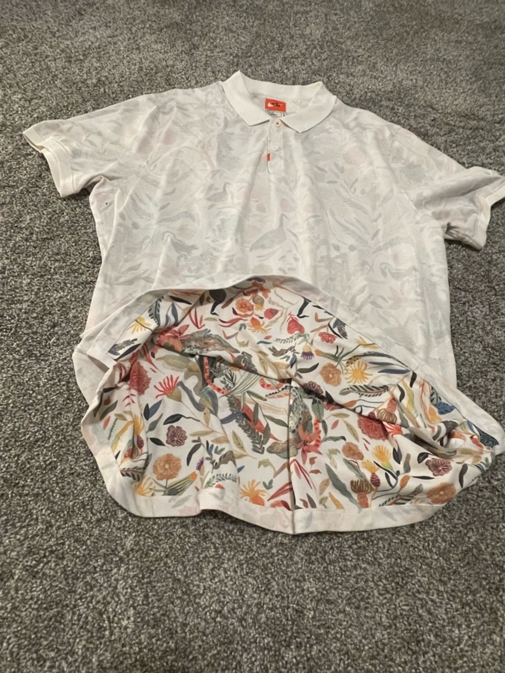Nike White Kids Polo with Colorful Floral Inner Print